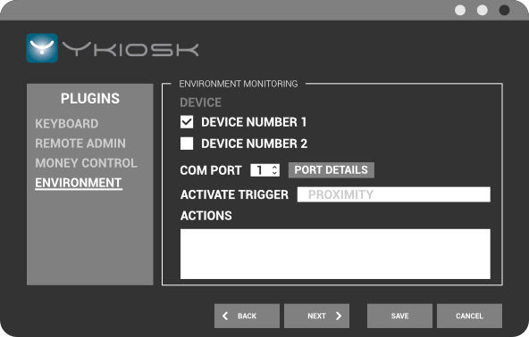YKiosk software - environment monitoring